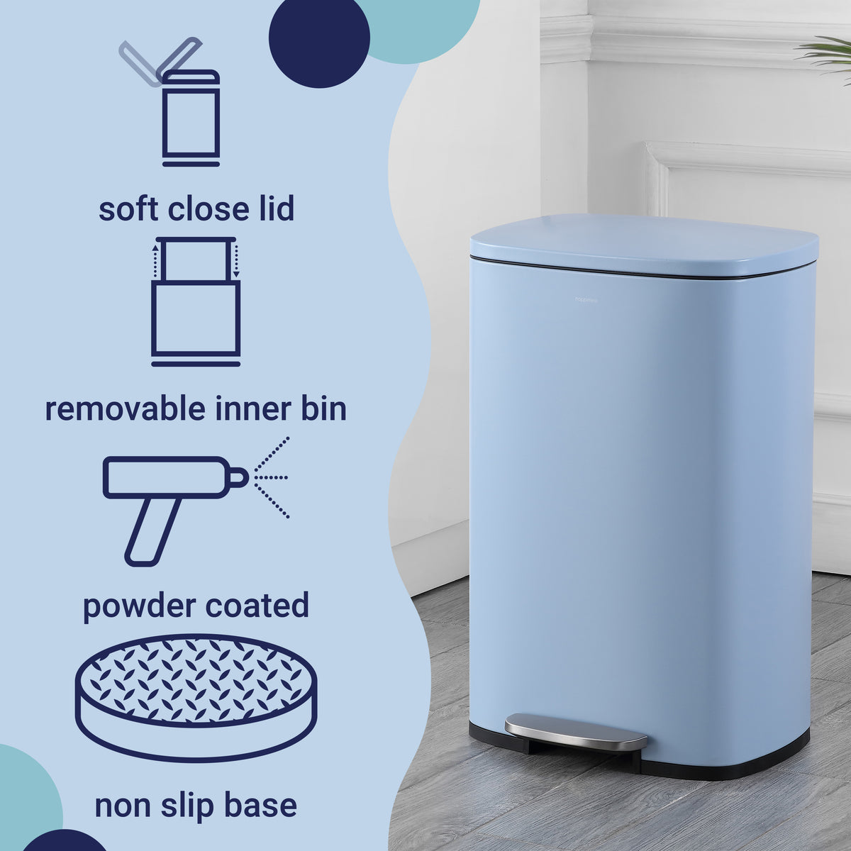Connor Rectangular 13-Gallon Trash Can with Soft-Close Lid and FREE Mini Trash Can