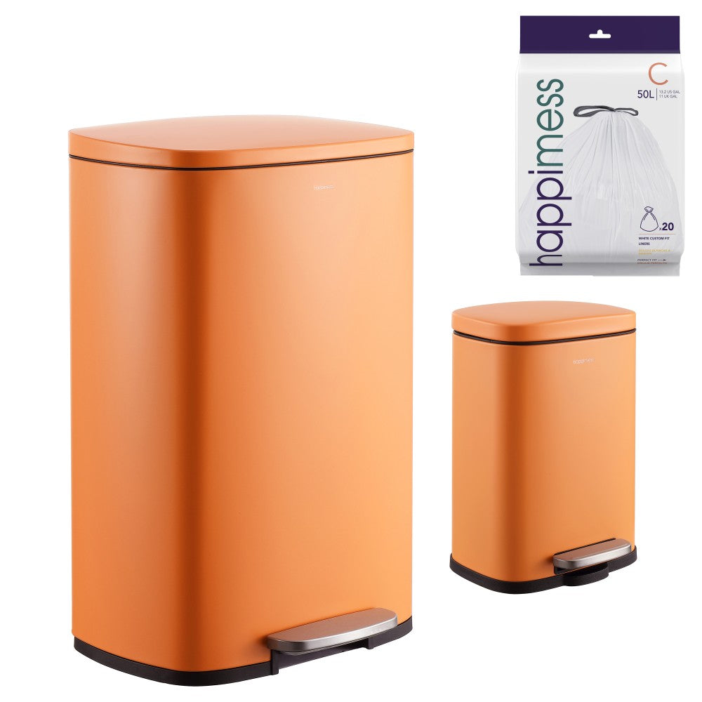 Connor Rectangular 13-Gallon Trash Can with Soft-Close Lid and FREE Mini Trash Can