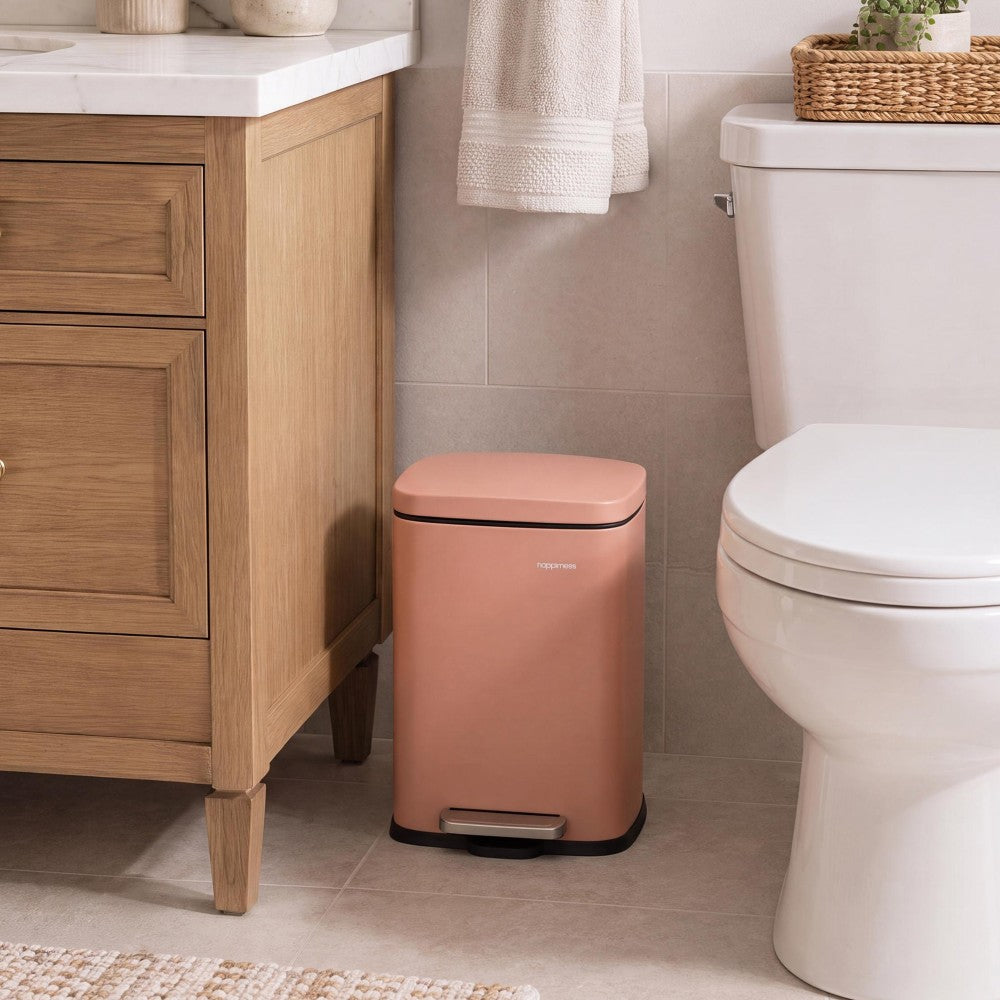 Connor Rectangular 13-Gallon Trash Can with Soft-Close Lid and FREE Mini Trash Can