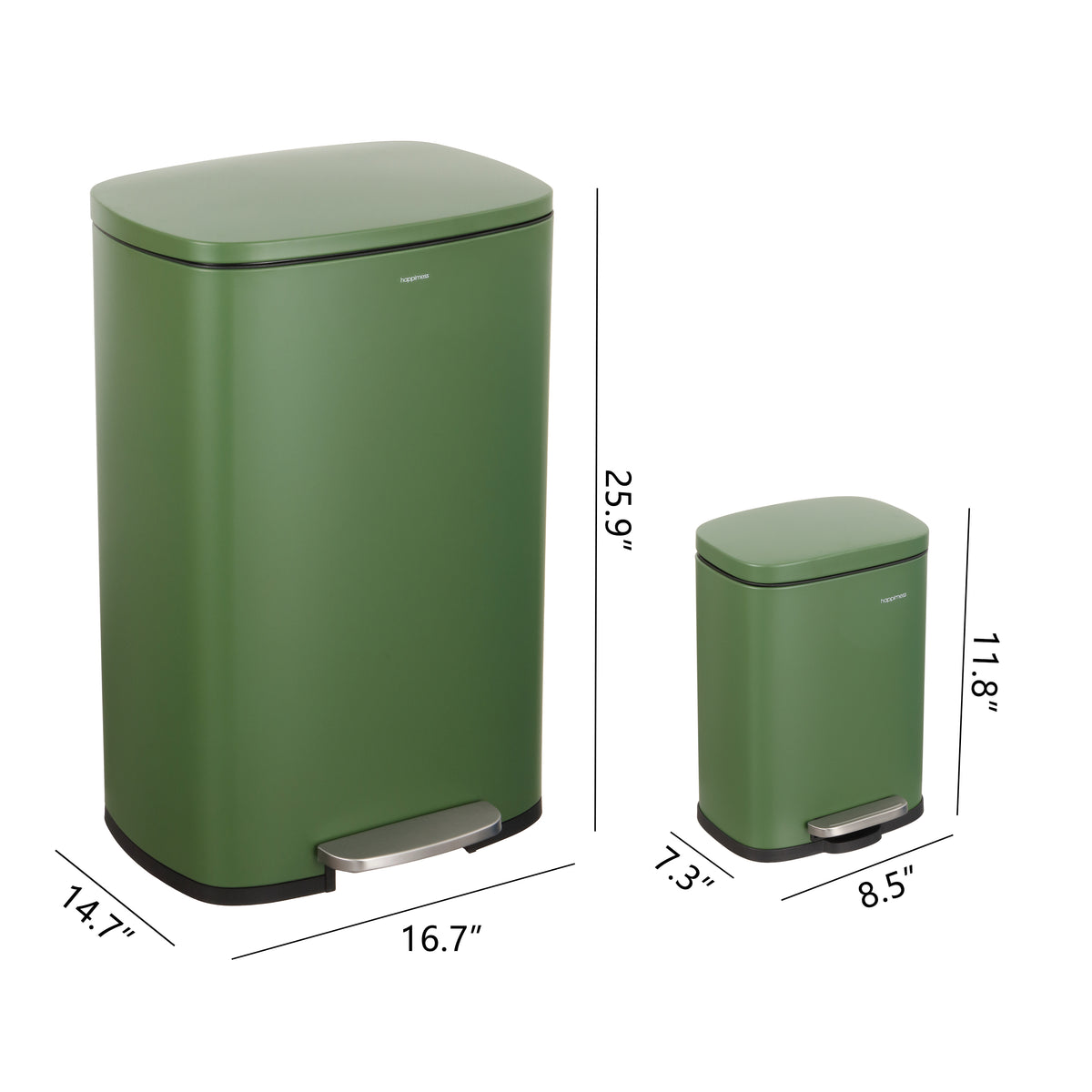 Connor Rectangular 13-Gallon Trash Can with Soft-Close Lid and FREE Mini Trash Can