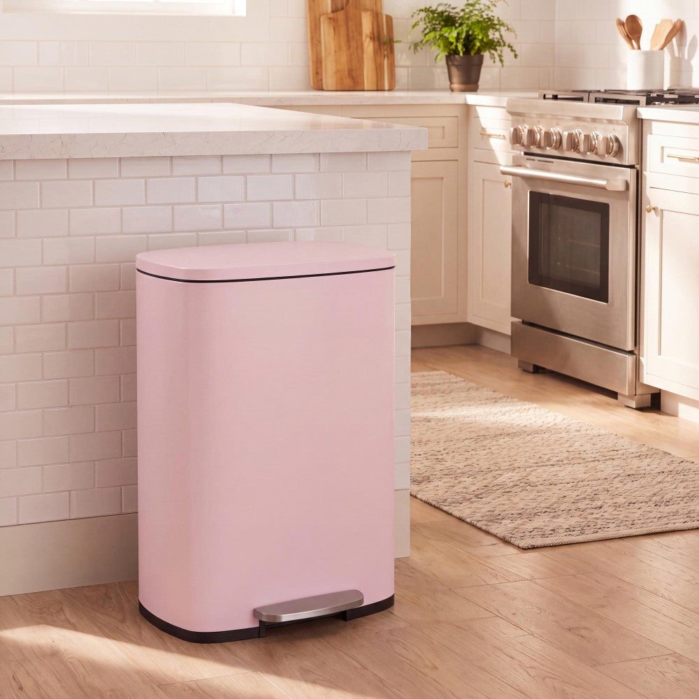 Connor Rectangular 13-Gallon Trash Can with Soft-Close Lid and FREE Mini Trash Can