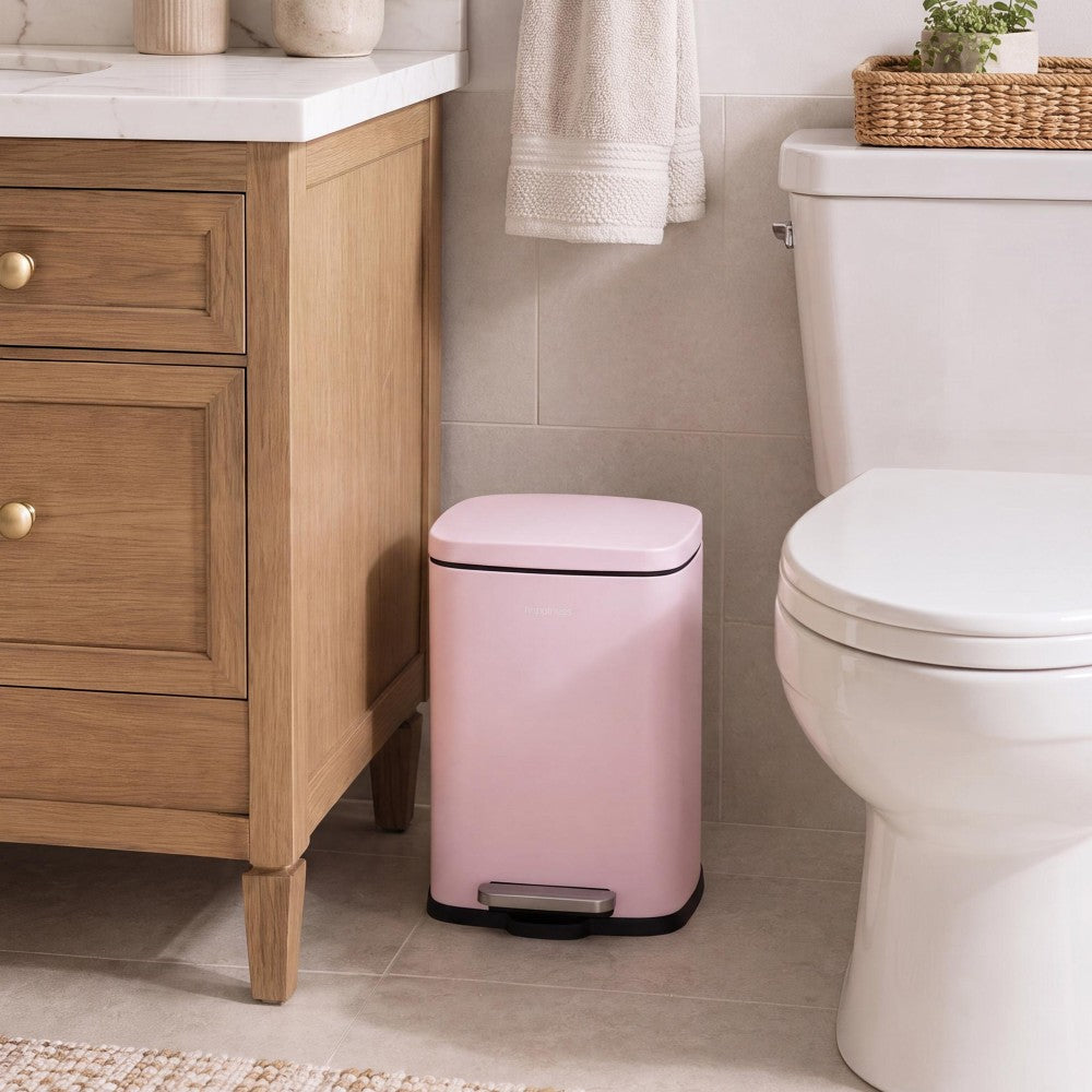 Connor Rectangular 13-Gallon Trash Can with Soft-Close Lid and FREE Mini Trash Can