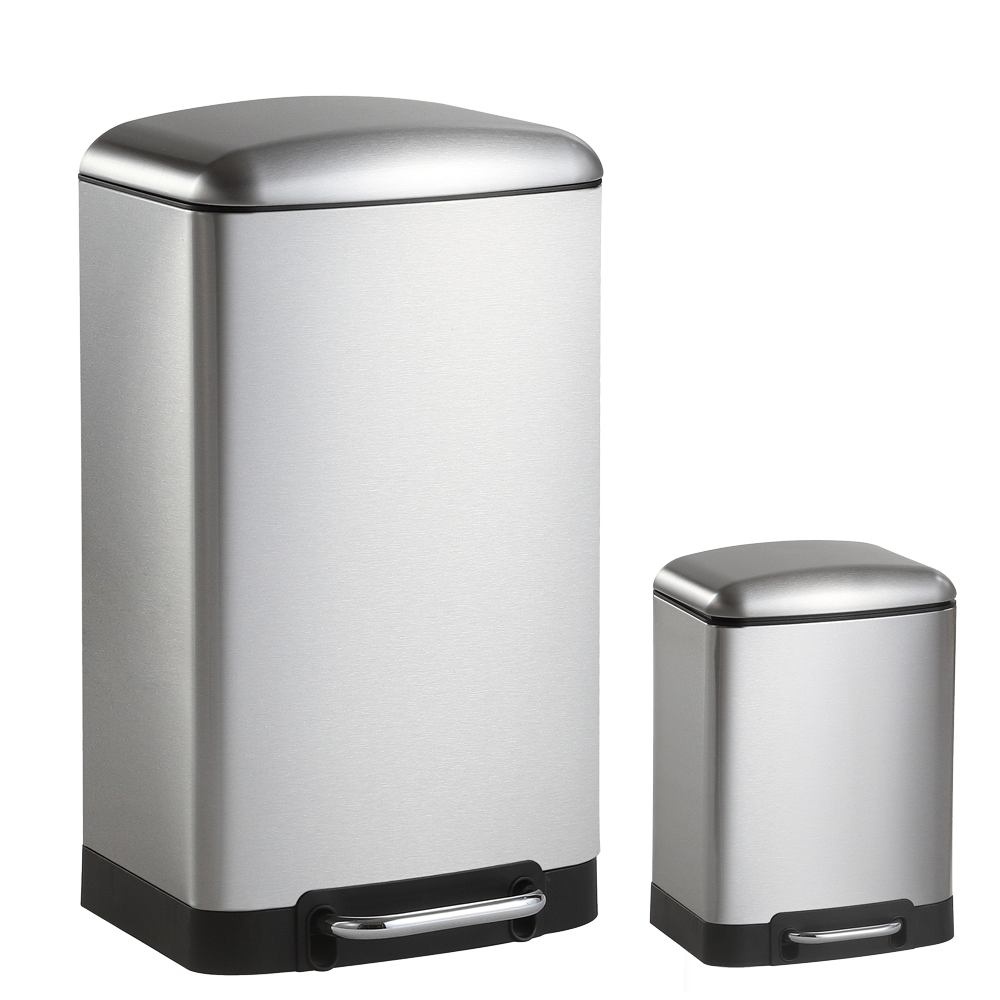 Ashley Rectangular 8-Gallon Trash Can with Soft-Close Lid with FREE Mini Trash Can