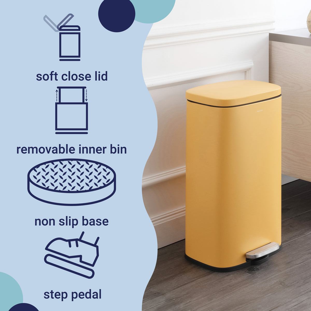 Abrahamus 30 Liter/8 Gallon Step-Open Trash Can