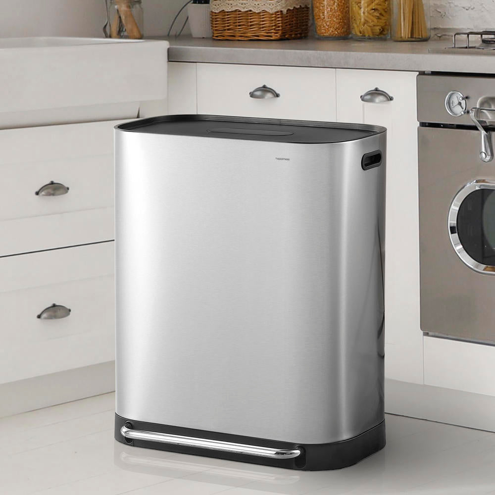 Beni Kitchen Trash/RecycLing 16-Gallon Double-Bucket Step-Open Trash Can