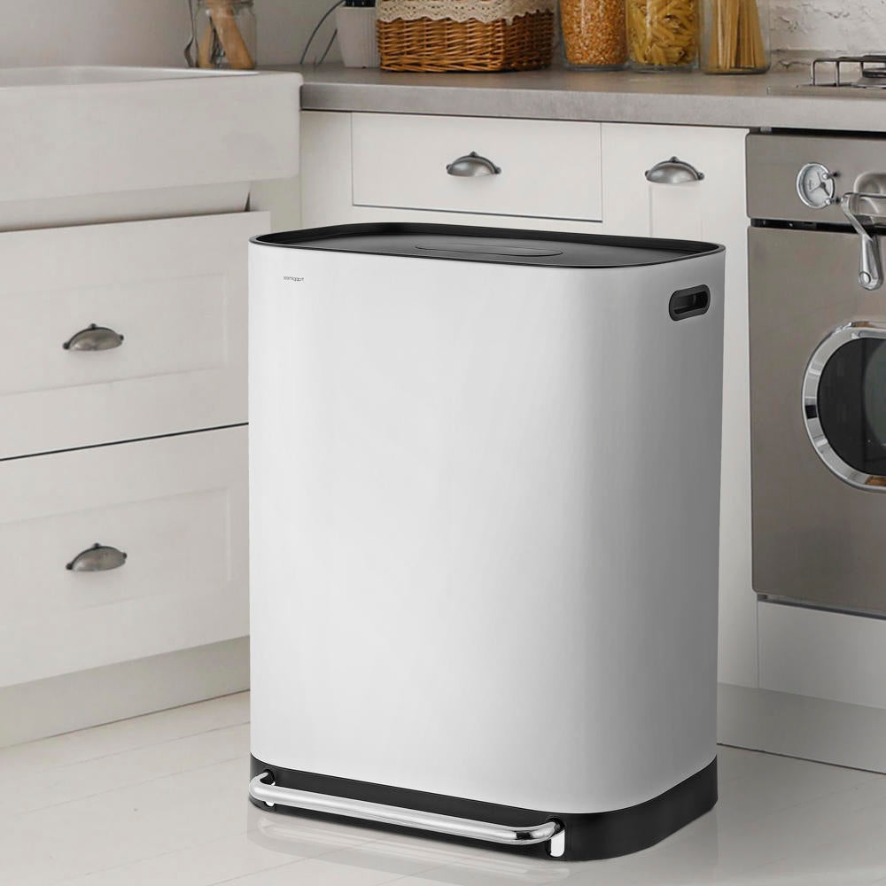 Beni Kitchen Trash/RecycLing 16-Gallon Double-Bucket Step-Open Trash Can