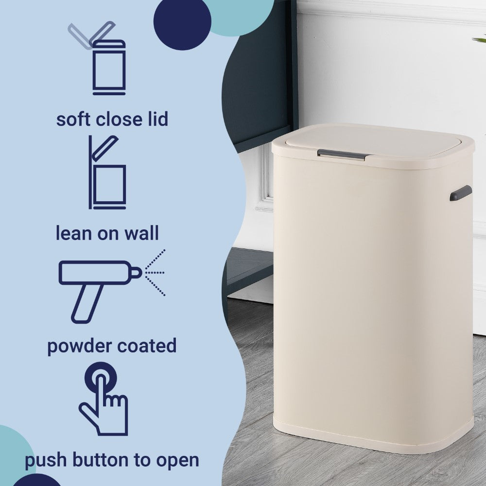 Tammi Kitchen 14.5-Gallon Slim Metal Push Button Trash Can