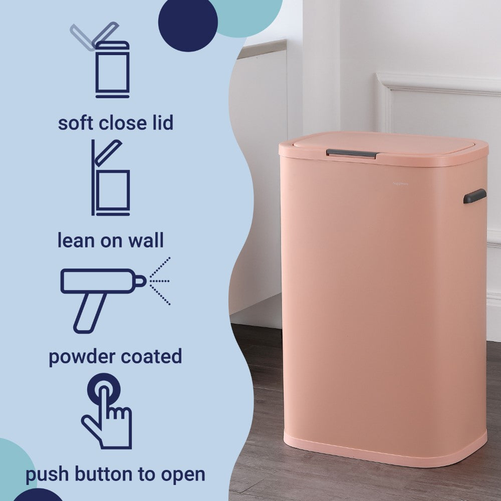 Tammi Kitchen 14.5-Gallon Slim Metal Push Button Trash Can