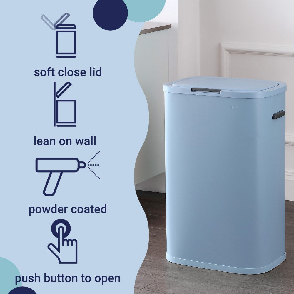Tammi Kitchen 14.5-Gallon Slim Metal Push Button Trash Can