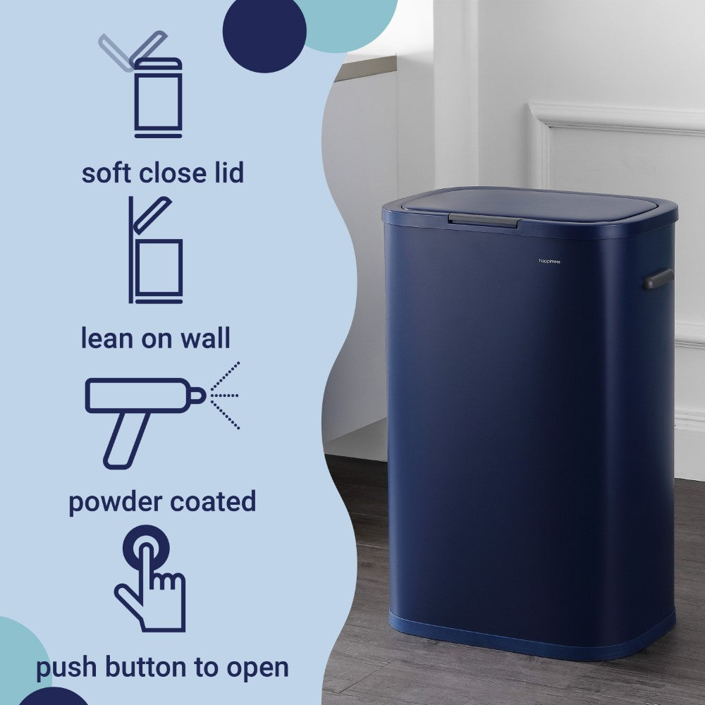 Tammi Kitchen 14.5-Gallon Slim Metal Push Button Trash Can