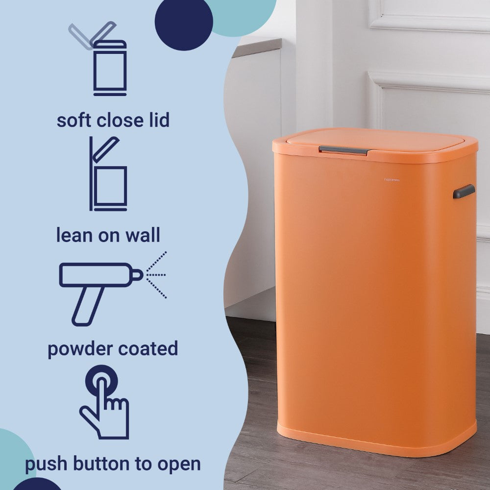 Tammi Kitchen 14.5-Gallon Slim Metal Push Button Trash Can