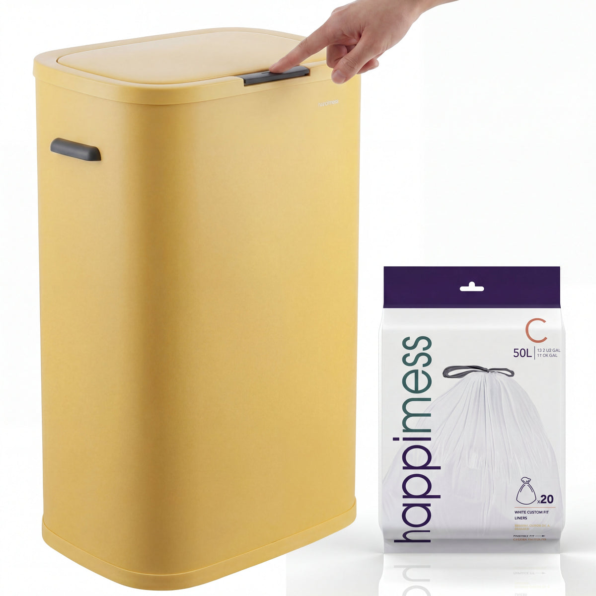 Tammi Kitchen 14.5-Gallon Slim Metal Push Button Trash Can