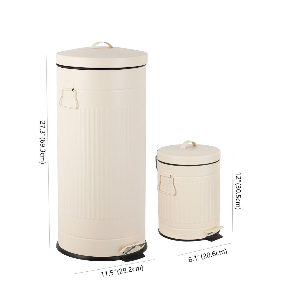 Theo Retro 8-Gallon Step Trash Can with Soft-Close Lid and FREE Mini Trash Can