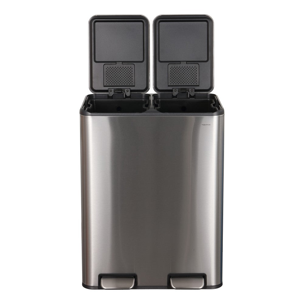 Birch Rectangular 16 Gallon (60L) Dual Compartment Recycling Step Pedal Trash Can with Soft-Close Double Lids