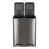Birch Rectangular 16 Gallon (60L) Dual Compartment Recycling Step Pedal Trash Can with Soft-Close Double Lids