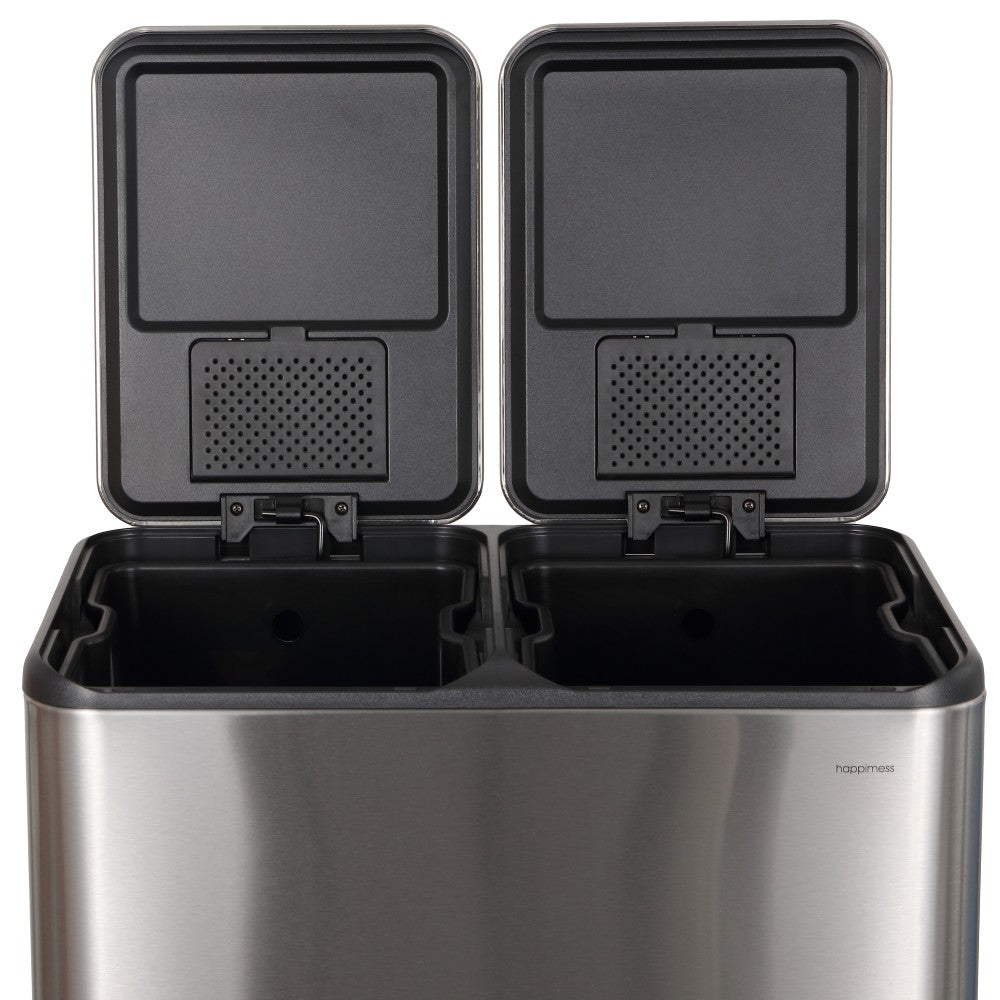 Birch Rectangular 16 Gallon (60L) Dual Compartment Recycling Step Pedal Trash Can with Soft-Close Double Lids