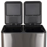 Birch Rectangular 16 Gallon (60L) Dual Compartment Recycling Step Pedal Trash Can with Soft-Close Double Lids