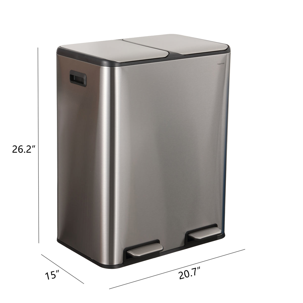 Birch Rectangular 16 Gallon (60L) Dual Compartment Recycling Step Pedal Trash Can with Soft-Close Double Lids