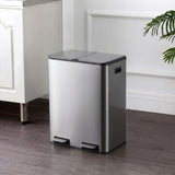 Birch Rectangular 16 Gallon (60L) Dual Compartment Recycling Step Pedal Trash Can with Soft-Close Double Lids
