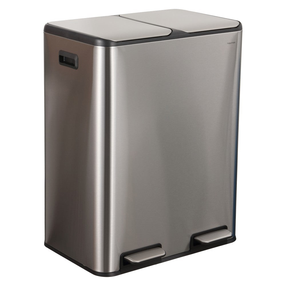 Birch Rectangular 16 Gallon (60L) Dual Compartment Recycling Step Pedal Trash Can with Soft-Close Double Lids