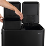 Birch Rectangular 16 Gallon (60L) Dual Compartment Recycling Step Pedal Trash Can with Soft-Close Double Lids