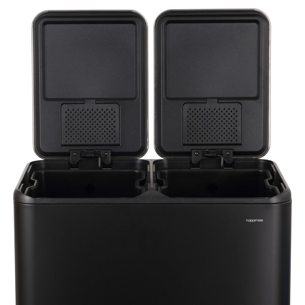 Birch Rectangular 16 Gallon (60L) Dual Compartment Recycling Step Pedal Trash Can with Soft-Close Double Lids