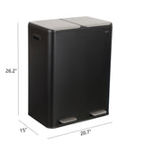 Birch Rectangular 16 Gallon (60L) Dual Compartment Recycling Step Pedal Trash Can with Soft-Close Double Lids