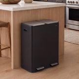 Birch Rectangular 16 Gallon (60L) Dual Compartment Recycling Step Pedal Trash Can with Soft-Close Double Lids