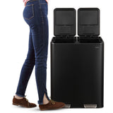 Birch Rectangular 16 Gallon (60L) Dual Compartment Recycling Step Pedal Trash Can with Soft-Close Double Lids