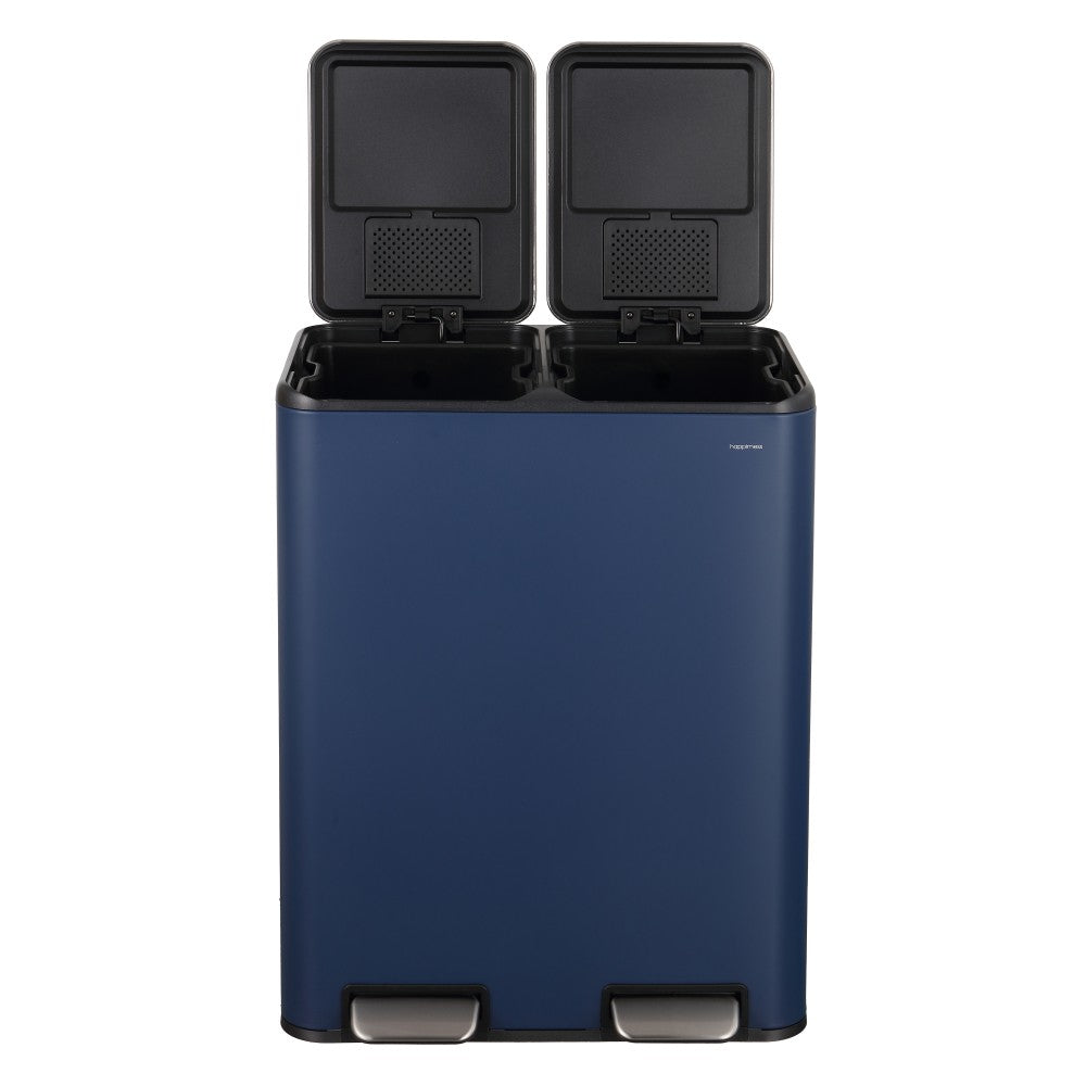 Birch Rectangular 16 Gallon (60L) Dual Compartment Recycling Step Pedal Trash Can with Soft-Close Double Lids