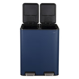 Birch Rectangular 16 Gallon (60L) Dual Compartment Recycling Step Pedal Trash Can with Soft-Close Double Lids