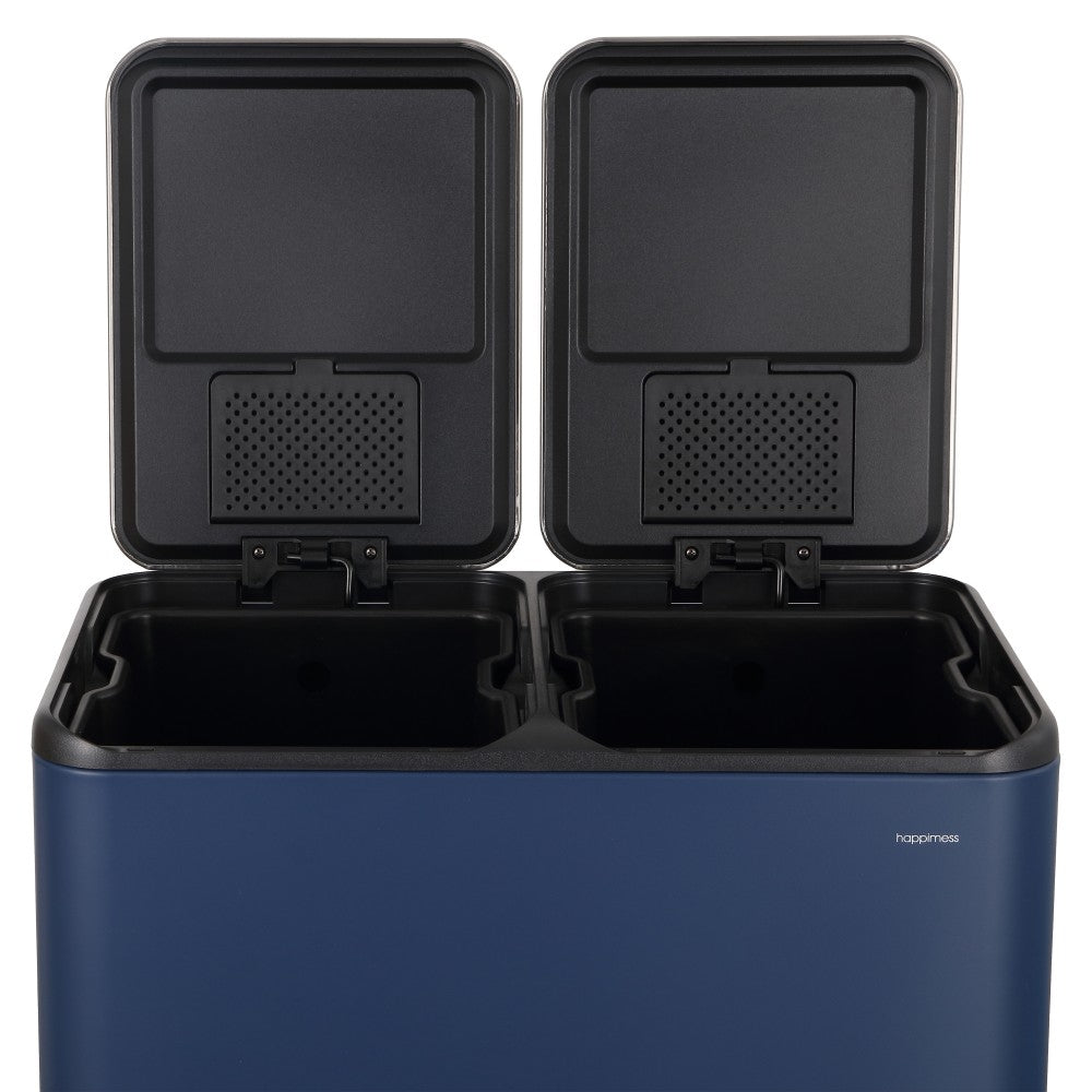Birch Rectangular 16 Gallon (60L) Dual Compartment Recycling Step Pedal Trash Can with Soft-Close Double Lids