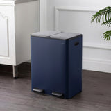 Birch Rectangular 16 Gallon (60L) Dual Compartment Recycling Step Pedal Trash Can with Soft-Close Double Lids