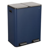 Birch Rectangular 16 Gallon (60L) Dual Compartment Recycling Step Pedal Trash Can with Soft-Close Double Lids