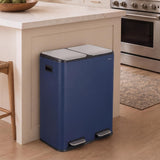 Birch Rectangular 16 Gallon (60L) Dual Compartment Recycling Step Pedal Trash Can with Soft-Close Double Lids
