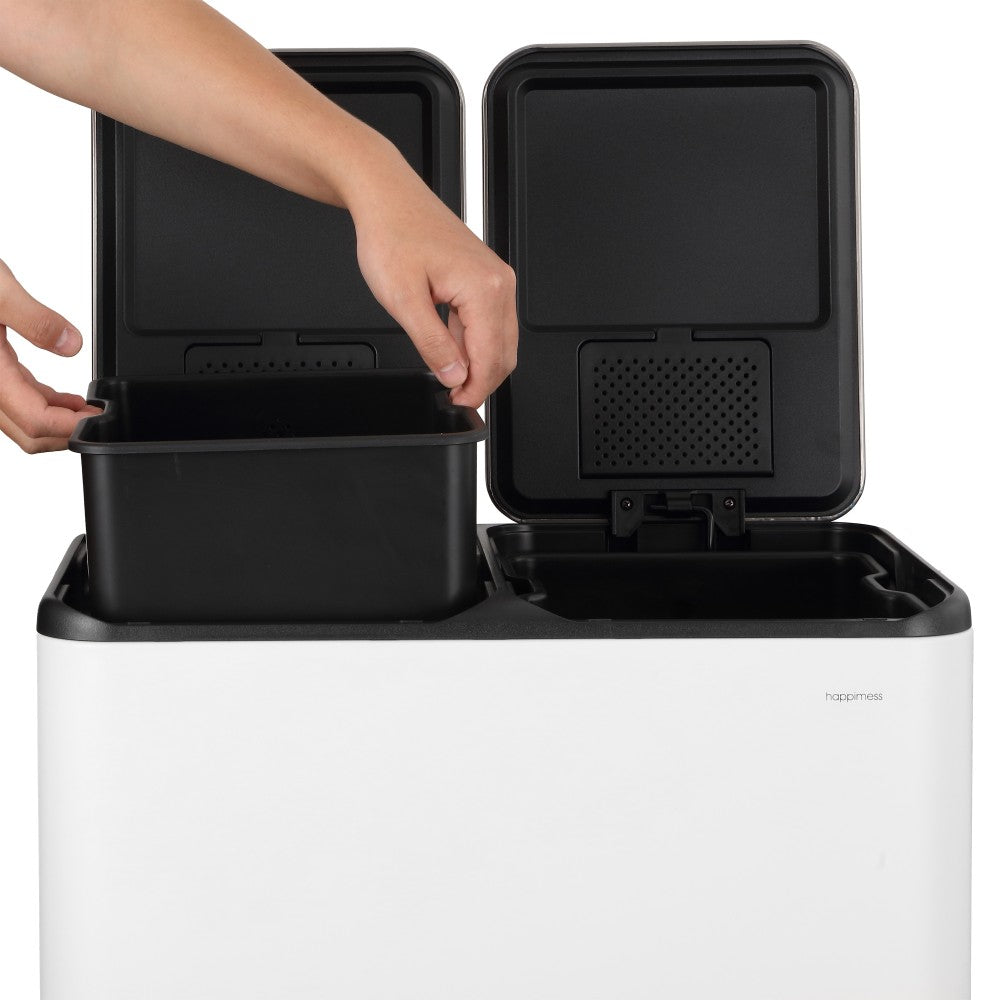 Birch Rectangular 16 Gallon (60L) Dual Compartment Recycling Step Pedal Trash Can with Soft-Close Double Lids