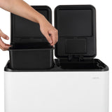 Birch Rectangular 16 Gallon (60L) Dual Compartment Recycling Step Pedal Trash Can with Soft-Close Double Lids