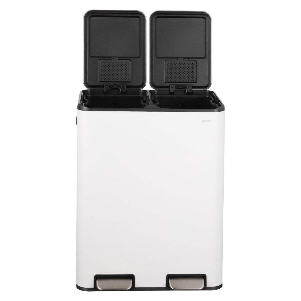 Birch Rectangular 16 Gallon (60L) Dual Compartment Recycling Step Pedal Trash Can with Soft-Close Double Lids
