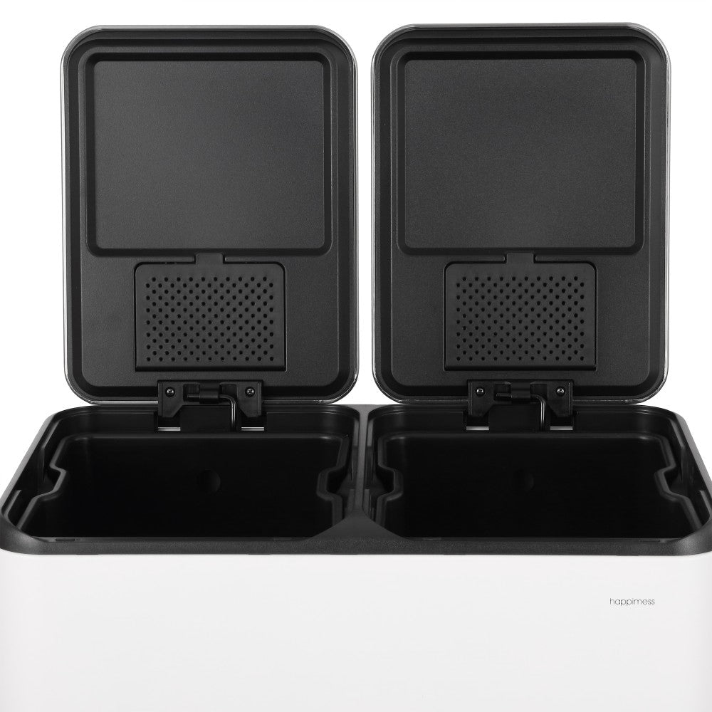 Birch Rectangular 16 Gallon (60L) Dual Compartment Recycling Step Pedal Trash Can with Soft-Close Double Lids