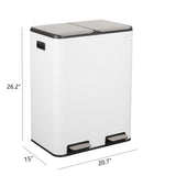 Birch Rectangular 16 Gallon (60L) Dual Compartment Recycling Step Pedal Trash Can with Soft-Close Double Lids