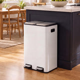 Birch Rectangular 16 Gallon (60L) Dual Compartment Recycling Step Pedal Trash Can with Soft-Close Double Lids