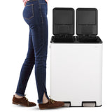 Birch Rectangular 16 Gallon (60L) Dual Compartment Recycling Step Pedal Trash Can with Soft-Close Double Lids