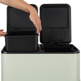 Birch Rectangular 16 Gallon (60L) Dual Compartment Recycling Step Pedal Trash Can with Soft-Close Double Lids