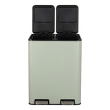 Birch Rectangular 16 Gallon (60L) Dual Compartment Recycling Step Pedal Trash Can with Soft-Close Double Lids