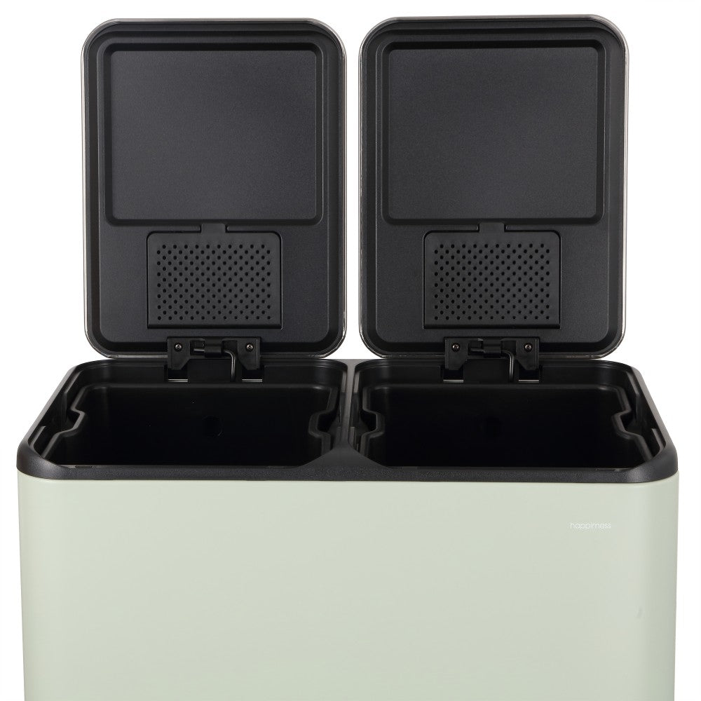 Birch Rectangular 16 Gallon (60L) Dual Compartment Recycling Step Pedal Trash Can with Soft-Close Double Lids