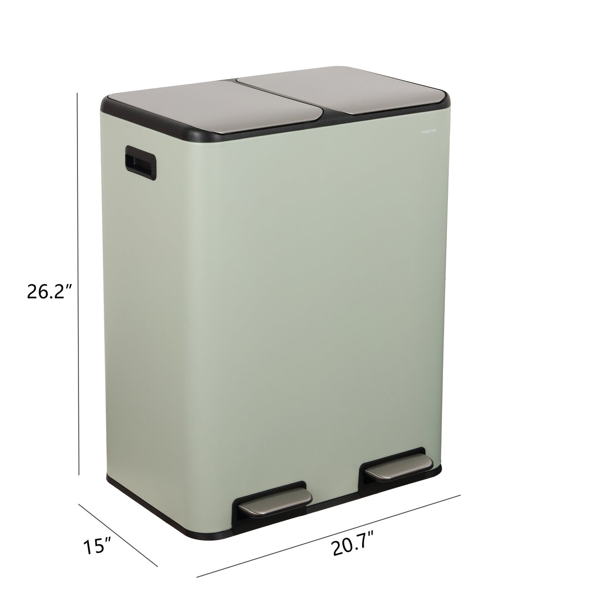 Birch Rectangular 16 Gallon (60L) Dual Compartment Recycling Step Pedal Trash Can with Soft-Close Double Lids