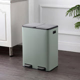 Birch Rectangular 16 Gallon (60L) Dual Compartment Recycling Step Pedal Trash Can with Soft-Close Double Lids