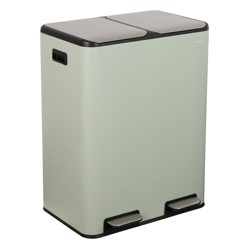 Birch Rectangular 16 Gallon (60L) Dual Compartment Recycling Step Pedal Trash Can with Soft-Close Double Lids