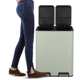 Birch Rectangular 16 Gallon (60L) Dual Compartment Recycling Step Pedal Trash Can with Soft-Close Double Lids