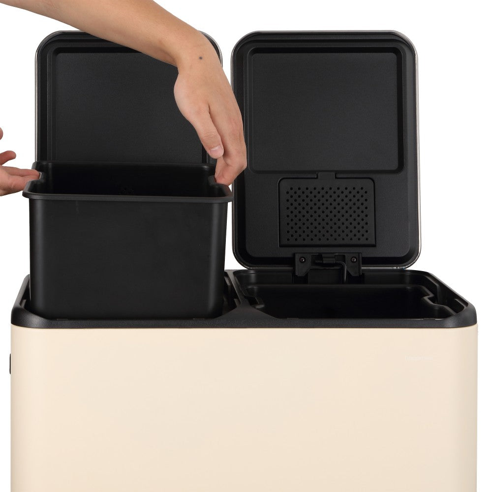 Birch Rectangular 16 Gallon (60L) Dual Compartment Recycling Step Pedal Trash Can with Soft-Close Double Lids